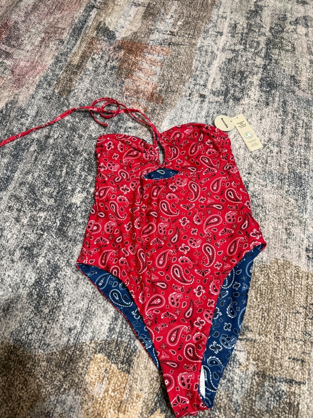 No Boundaries Red Paisley One-Piece Swimsuit